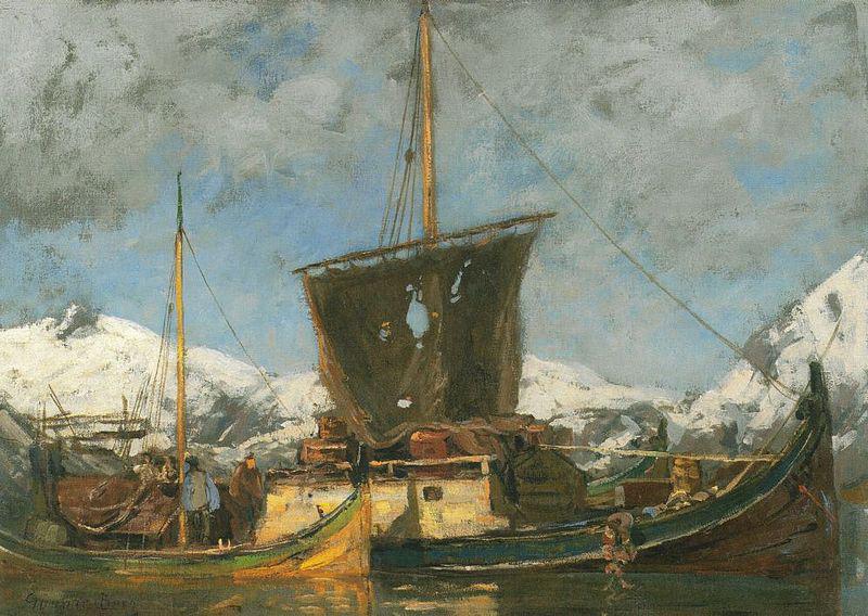 Gunnar Berg Sjekter ved Nordlandskysten France oil painting art